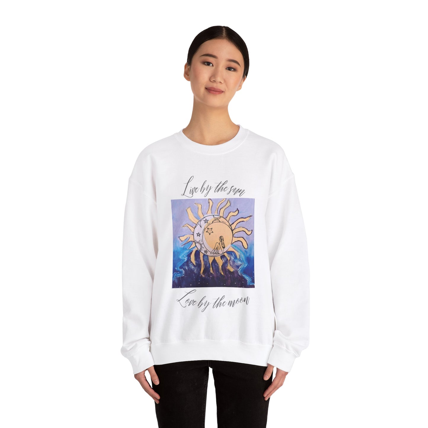 Live by the sun. Love by the moon. Crewneck Sweatshirt.